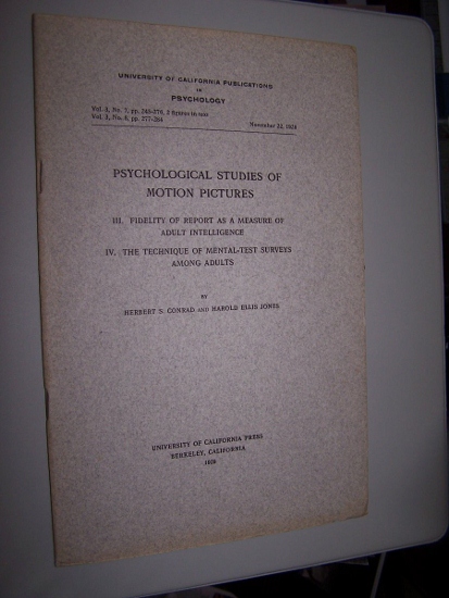 Image for PSYCHOLOGICAL STUDIES OF MOTION PICTURES