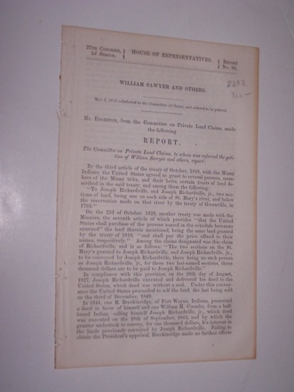 Image for WILLIAM SAWYER AND OTHERS - Committee on Private Lands