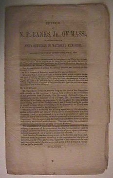 Image for Speech of N. P. Banks, Jr. of Mass., on the Employment of Army Officers in National Armories delivered at the House of Representatives
