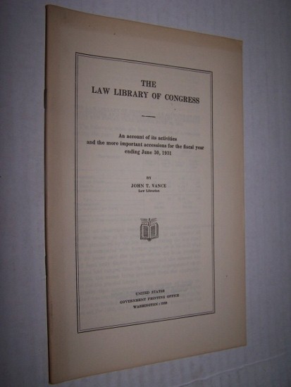Image for THE LAW LIBRARY OF CONGRESS An account of its activities and the more important accessions for the fiscal year ending June 30, 1935