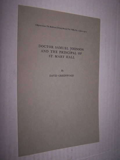 Image for Doctor Samuel Johnson and the Principal of St. Mary Hall