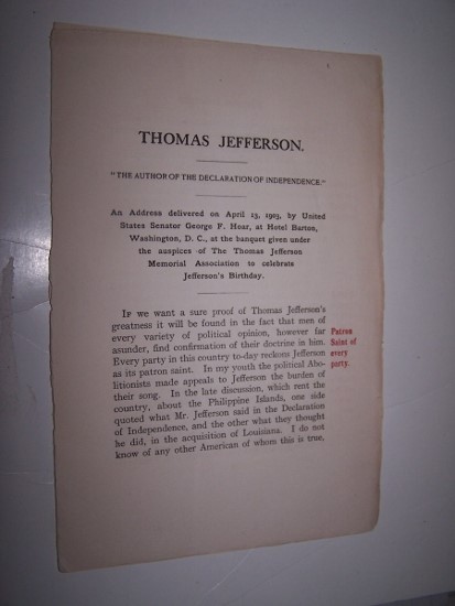 Image for Thomas Jefferson : "The author of the Declaration of independence."