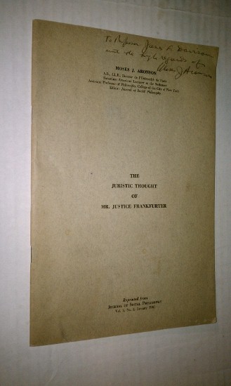 Image for THE JURISTIC THOUGHT OF MR. JUSTICE FRANKFURTER