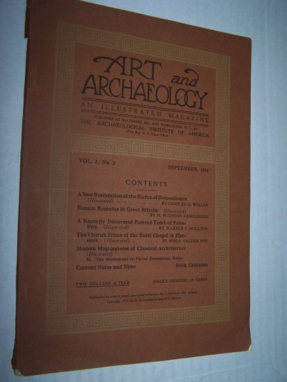 Image for Art and Archaeology: An Illustrated Magazine Volume I, No. 2 (September 1914) including Warren J. Moulton, "A Recently Discovered Painted Tomb of Palestine"