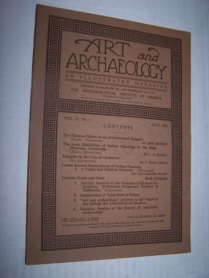 Art and Archaeology: An Illustrated Magazine Volume II, No. 1 (July 1915) including Temples in the Vale of Cashmere Image for Art and Archaeology: An Illustrated Magazine Volume II, No. 1 (July 1915) including Temples in the Vale of Cashmere
