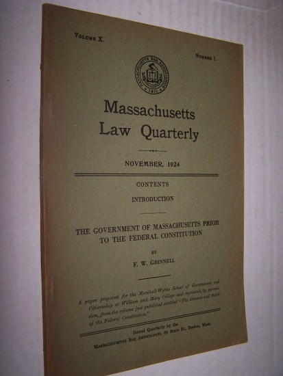The Government of Massachusetts prior to the Federal Constitution