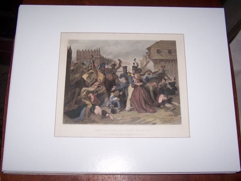 Massacre at Fort Mimms Hand Colored Steel Engraving Image for Massacre at Fort Mimms Hand Colored Steel Engraving
