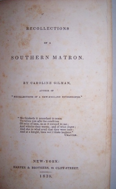 Image for RECOLLECTIONS OF A SOUTHERN MATRON