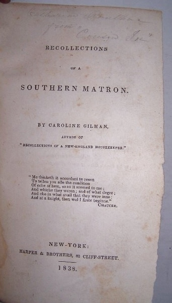 Image for RECOLLECTIONS OF A SOUTHERN MATRON