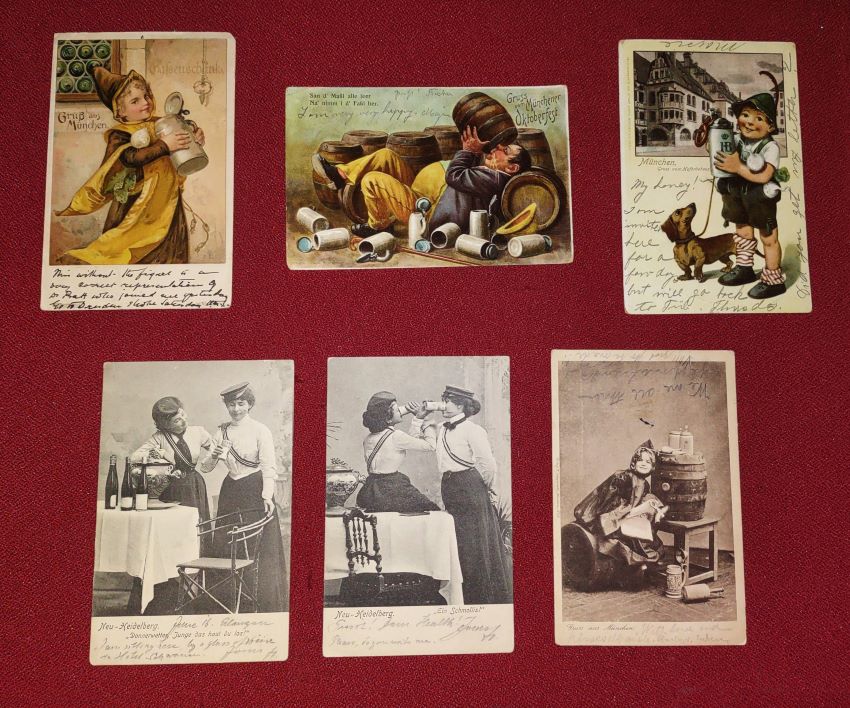 Six Octoberfest/BEER UDB Postcards (1900-1903) Munchen (Munich) and Heidelberg