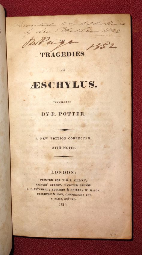 THE TRAGEDIES OF AESCHYLUS - A New Edition with Notes