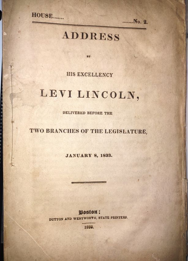 Address by His Excellency Levi Lincoln, delivered before the two branches of the legislature, January 8, 1833