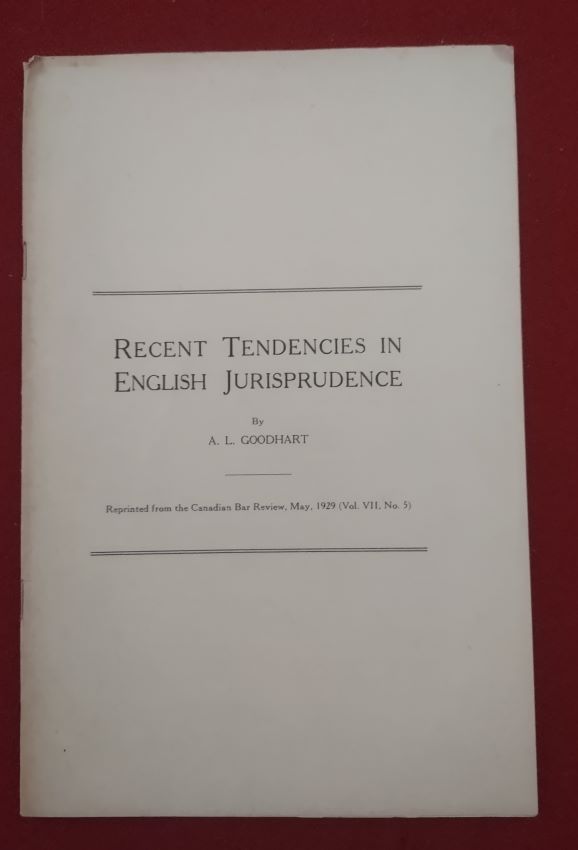 Recent tendencies in English jurisprudence