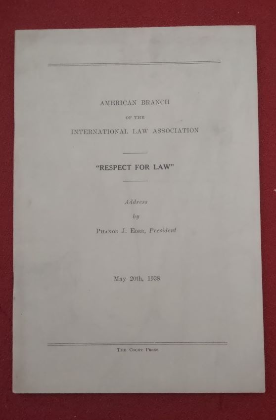Respect for Law - President's Address May 20th, 1938