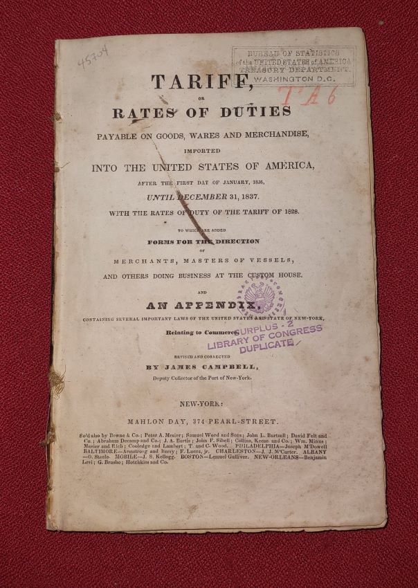 Tariff, or rates of duties payable on goods, wares and merchandise imported into the United States of America after the first day of January, 1836, until December 31st, 1837, with the rates of duty of the tariff of 1828 : to which are added, forms for the direction of merchants, masters of vessels, 