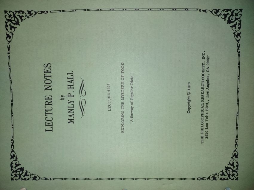 LECTURE NOTES No. 226 -- Exploring the Mystery of Food 